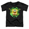 Spongebob Squarepants St. Patrick'S Day Spongey Four Leaf Clover Toddler T-Shirt Black - 2 of 4