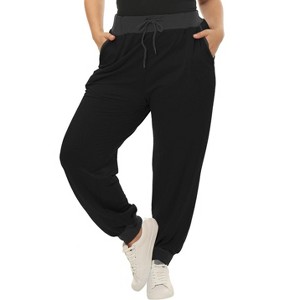 Agnes Orinda Women's Plus Size Drawstring Waist Gathered Tie Dye Casual Jogger Pants - 1 of 4