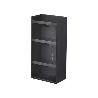 Black Minimalist Rectangular Makeup Organizer with Clear Tiers