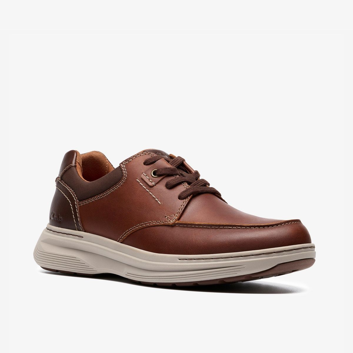 Clarks Mens Craftwell Moc Dark Tan Lea Shoes - thumbnail 4