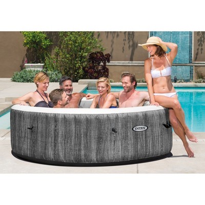 Intex PureSpa Plus 6-Person Inflatable Gray Hot Tub with LED Tray