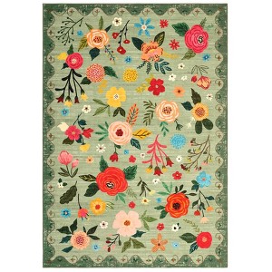 Floral Washable Area Rug - Non-Slip Low-Pile Carpet for Living Room, Bedroom, Kitchen & Dining Room - 1 of 4