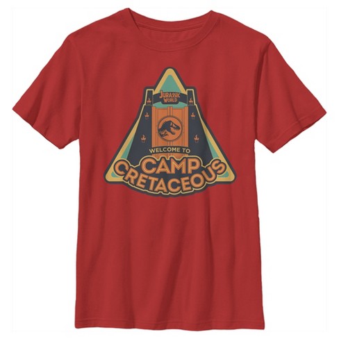 Boy S Jurassic World Camp Cretaceous Welcome Gate T Shirt Target - roblox red dino shirt