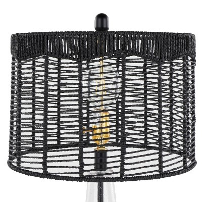 Jenna 26" Black and Clear Glass Table Lamps Set