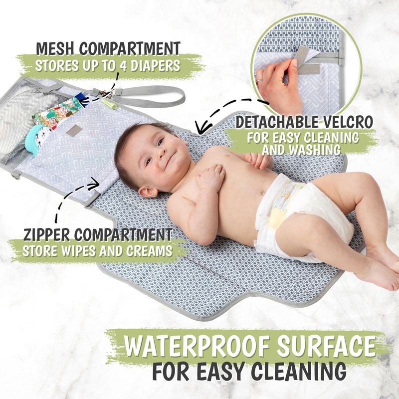 KeaBabies Ezee Diaper Changing Pad, Portable Diaper Changing Mat, Waterproof Foldable Diaper Changing Pad, 6 of 11