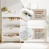 Modern Fluted Shoe Cabinet with 3 Flip Drawers, Slim Shoe Storage Organizer with 2 Drawers, Side Hook, Hidden Shoe Rack Hallway Cabinet - 4 of 4