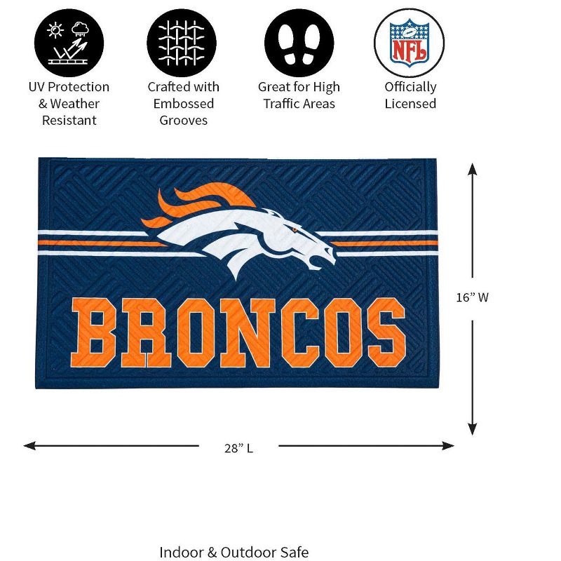 Evergreen NFL Denver Broncos Embossed Mat Cross Hatch Indoor and Outdoor Doormat, 2 of 6