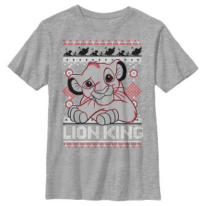 Boy's Lion King Simba Ugly Christmas Sweater Print T-Shirt - 1 of 4