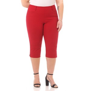 Rekucci Women's Plus Size Pull-On Mid-Rise Capri Pants with Tummy Control - 1 of 4