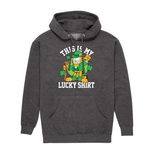Men's - Garfield - This is My Lucky Shirt St. Patrick's Day Graphic Fleece Pullover Hoodie - 1 of 4