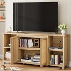 71" TV Stand, Boho TV Table with Rattan Doors, Television Media Console with Open Shelves, Mid-Century Entertainment Center, 15" D x 30" H - 2 of 4