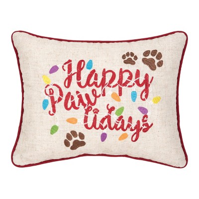 C&F Home 12" x 15" Happy Pawlidays Embroidered Christmas Holiday Throw Pillow