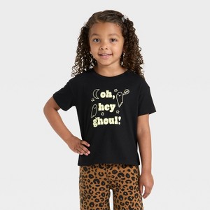 Toddler Girls' Halloween Boxy T-Shirt - Cat & Jack™ Black - 1 of 4