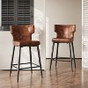 Christopher Knight Home Norsans Upholstered 28" Faux Leather Iron Frame Counter Stool with Footrest - 2 of 4