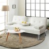 Costway Convertible Folding Futon Sofa Bed Leather w/Cup Holders&Armrests White\Black\Brown - 2 of 4