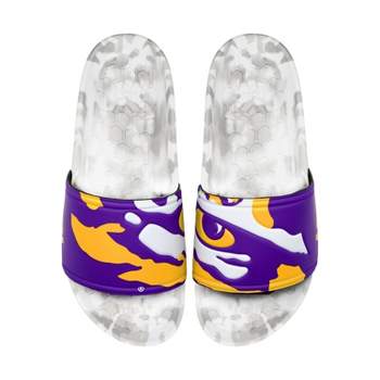 NCAA LSU Tigers Slydr Pro White Sandals - Purple