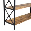 FCH Side Frame Double X Cross with Single Large Drawer Particle Board Iron Frame 100*30*80.5cm Vintage Brown Panel Black Frame Entryway Table - 4 of 4