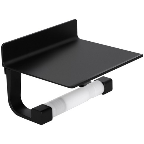 Self Adhesive Bathroom Black Toilet Paper Holder with Phone Shelf