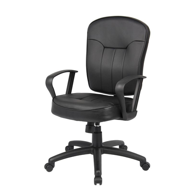 Leather Task Chair with Loop Arms Black - Boss Office Products, 3 of 10