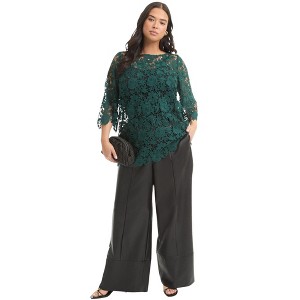 June + Vie by Roaman's Women's Plus Size Allover Lace Top - 1 of 4