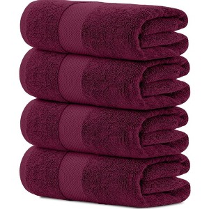 White Classic Luxury 100% Cotton Bath Towels Set of 4 - 27x54" - 1 of 4