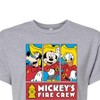 Women's - Disney - Firefighter Mickey & Friends Cropped Graphic T-Shirt - 2 of 4