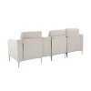 Modular Corduroy Sectional Sofa - 3-Seater Convertible Couch with USB Charging & Cup Holders, Customizable Layout for Living Room - 4 of 4