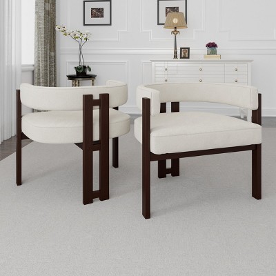 Marisa Teddy Dining Chairs Set of 2,Modern Design Armrest Dining Chair With Three Legs For Dining Room,Indoor Furniture - Maison Boucle