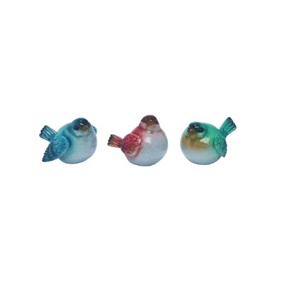 Transpac Large Resin Round Bird Set of 3 Spring Home Decorations