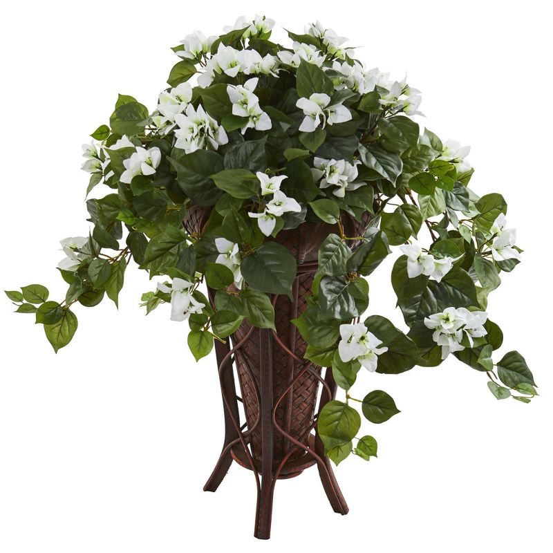 Nearly Natural 31-in Bougainvillea Artificial Plant in Stand Planter, 2 of 4