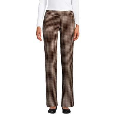 Lands' End Women's Petite Starfish Mid Rise Straight Leg Elastic Waist Pull  On Pants - Small - Warm Brown/black Small Check : Target