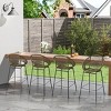 Set of 4 Outdoor Patio Barstools,Faux Wicker Bar Stools with Iron Frame,Modern Woven Bar Chairs for Garden or Balcony-Cuddlewood - 3 of 4