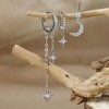 14K Gold Moon Star Earring Set, 3Pcs Tassel Chain Stud with Sparkly Zircon, Asymmetric Stacking Jewelry Gift for Women. - 4 of 4