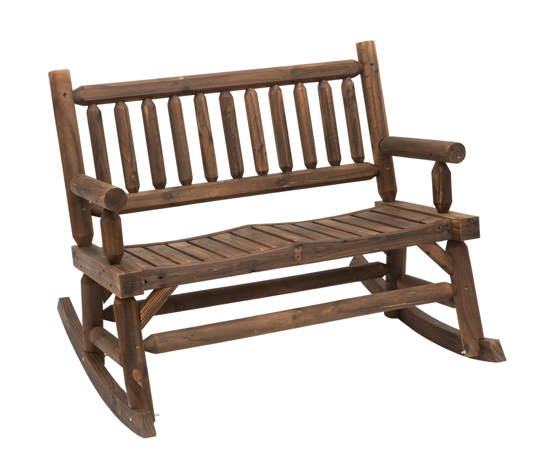 Aghana Digitals 2-Person Fir Wood Rocking Loveseat, 550 lbs Capacity, Walnut Finish with Ergonomic Carbonized Color 44.00×37.80×36.50 in