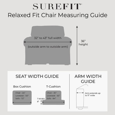 Gray Cotton T-Cushion Chair Slipcover with Elastic Closure