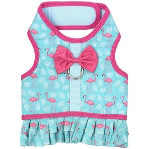 Parisian Pet 'Breathable Flamingo Pet Dress with Built-in Harness' for Dogs & Cats – Pink and Aqua - 1 of 4