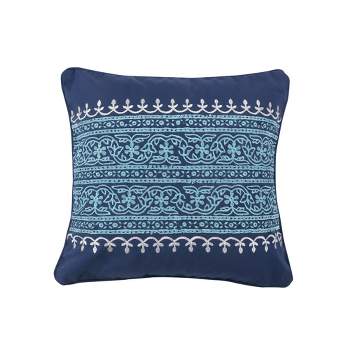 Chandra Indigo Teal Embroidered Pillow - Levtex Home