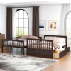 RISOKEYS Full-Over-Full Convertible Beds, Bunk Bed with 2 Storage Drawers and Ladder, Can be Devided into 2 Beds, No Spring Box Needed, Espresso - 2 of 4