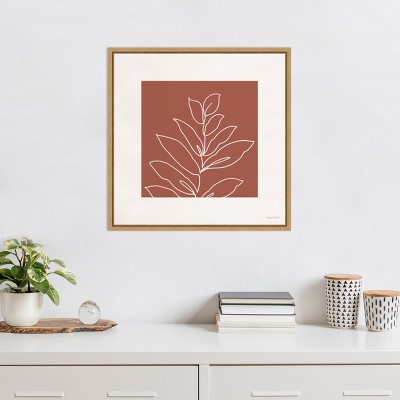 Rusty Red Abstract Botanical Canvas Wall Art 22 x 22 inches