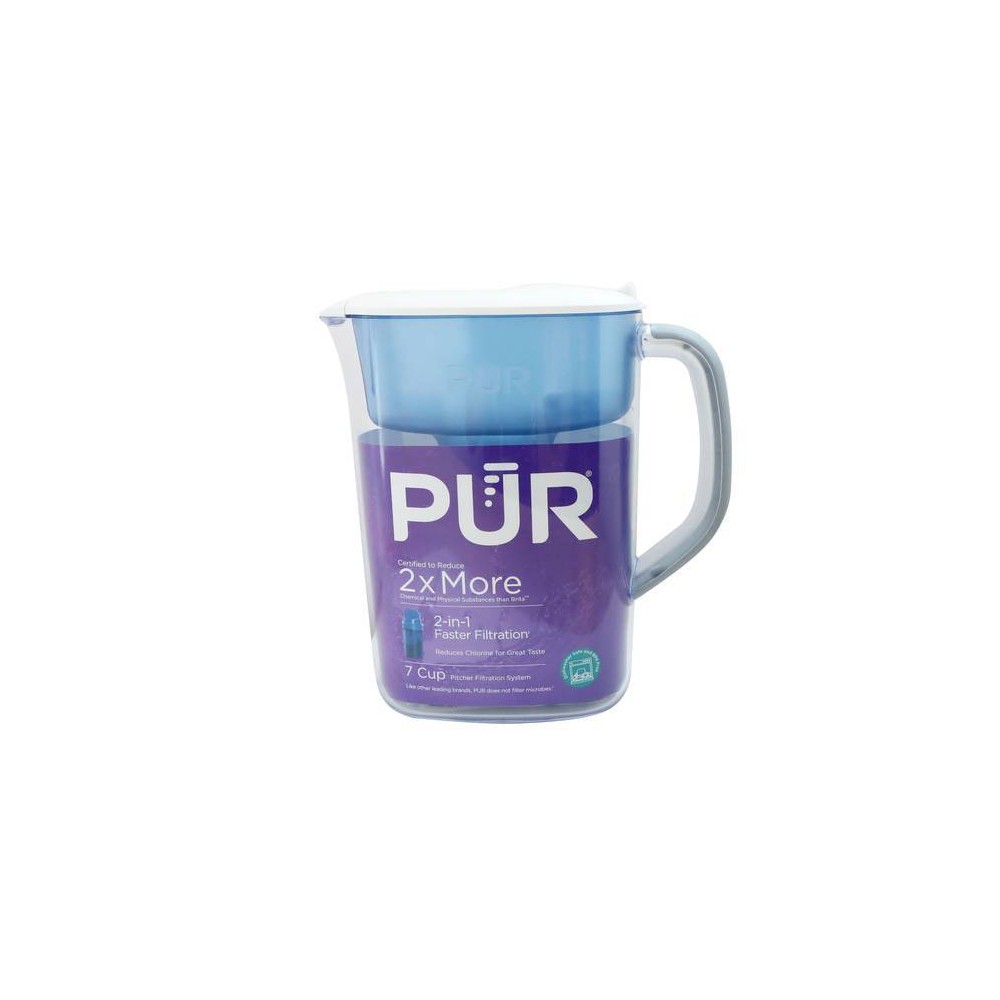 PUR 7 Cup Water Pitcher Filtration System White/Blue PPT700W: BPA-Free, Filters Chlorine & Mercury, 40-Gallon Capacity