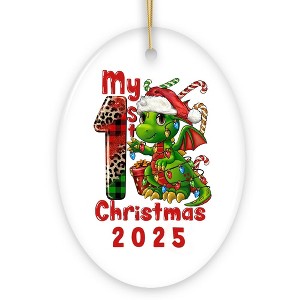 My First Christmas Baby Dinosaur Ornament| OrnamentallyYou - 1 of 4