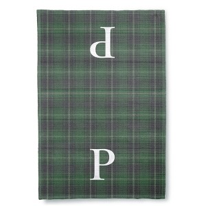 Personalization Mall Christmas Plaid Waffle Weave Kitchen Towel, Green Plaid - 1 of 4