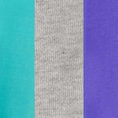 purple, teal and gray