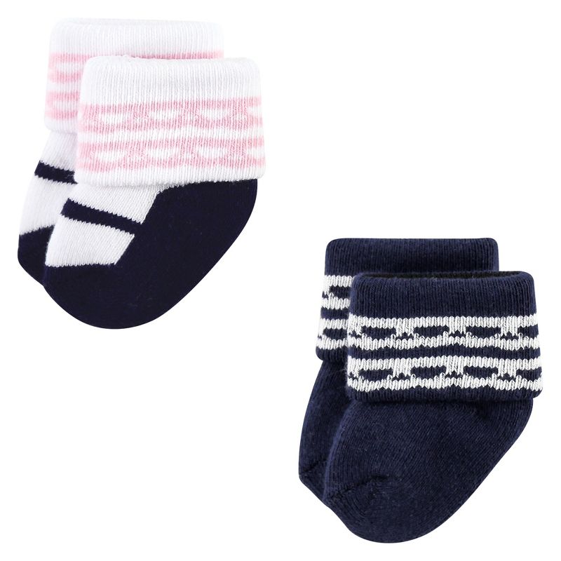 Luvable Friends Infant Girl Newborn and Baby Terry Socks, Pink Scroll, 3 of 9