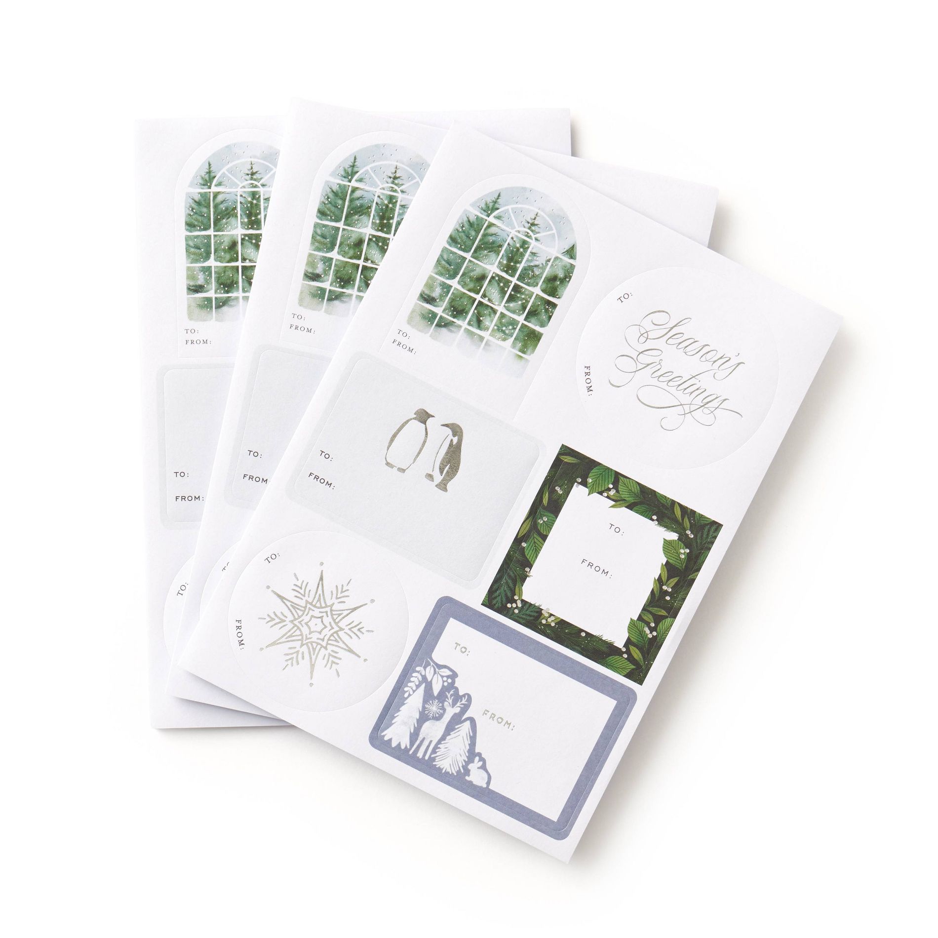 Minted 84ct Foil Winter Cheer Gift Stickers Blue/Green/Silver