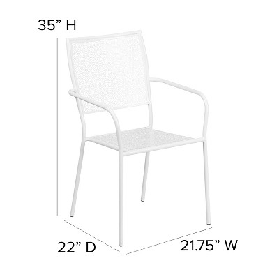 Rain Flower White Steel Stackable Outdoor Dining Chair