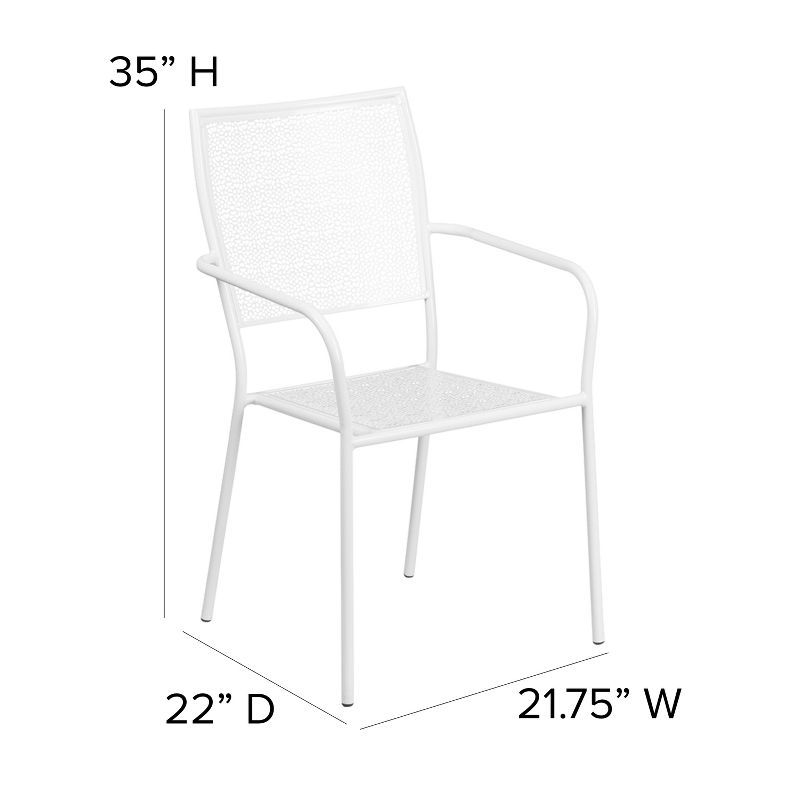 Flash Furniture Commercial Grade Indoor-Outdoor Steel Patio Arm Chair with Square Back, 5 of 12