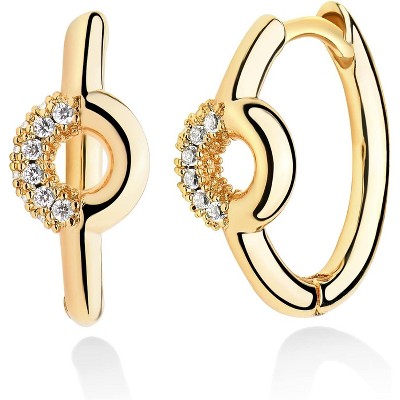 14K Gold Plated Huggie Hoops | Lightweight CZ Earrings, Hypoallergenic Gift
