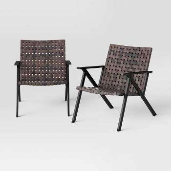 2pc Campton Club Outdoor Patio Chairs, Arm Chairs Brown - Threshold™