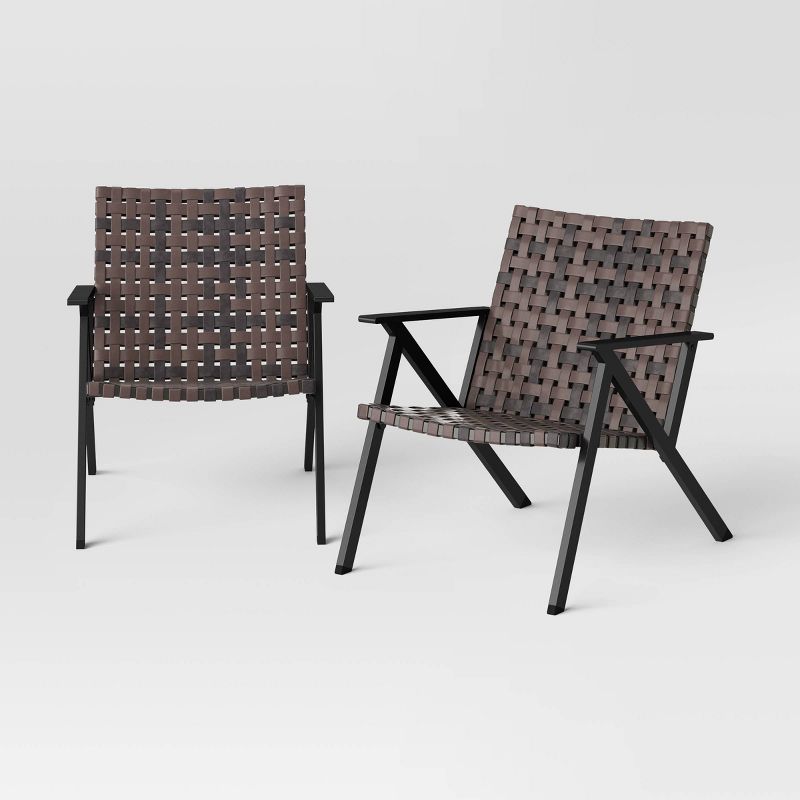2pc Campton Club Outdoor Patio Chairs, Arm Chairs Brown - Threshold&#8482;, 1 of 9